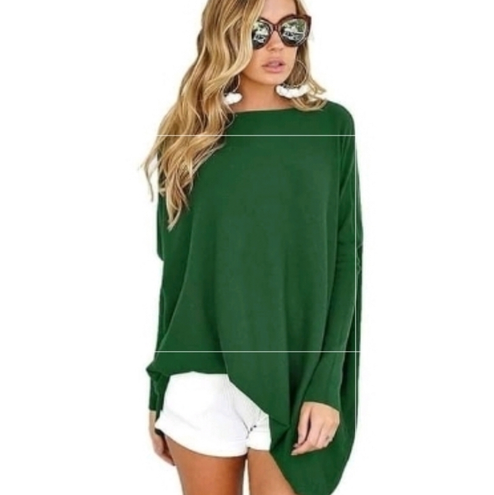 Boutique 2XL LONG SLEEVE GREEN TUNIC
